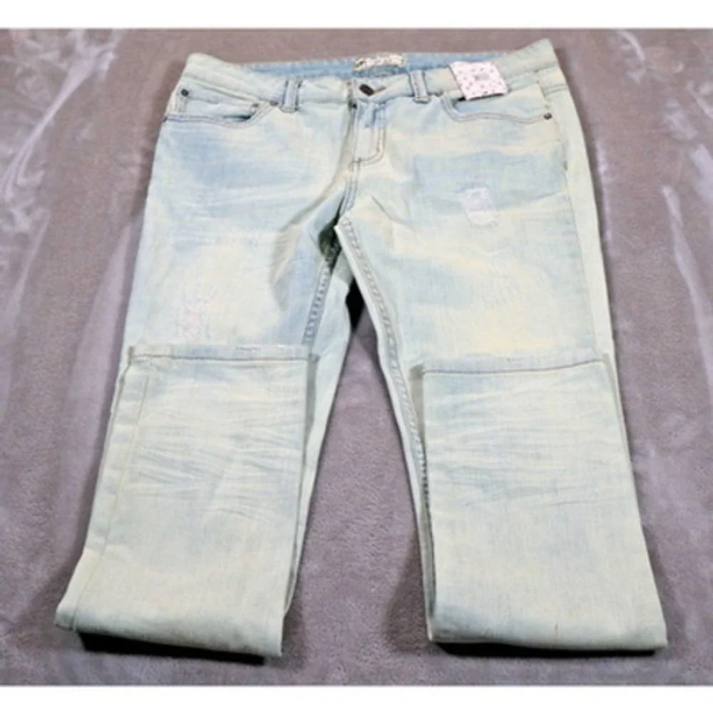 Free People Jeans Womens 30 Light Wash Palm Indig Distressed Denim‎ Y2K 90s